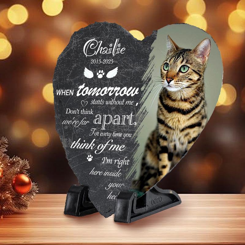 Custom Photo When Tomorrow Starts Without Me- Pet Memorial Heart-shaped Stone Custom - Sympathy Gift For Pet Owners, Pet Lovers
