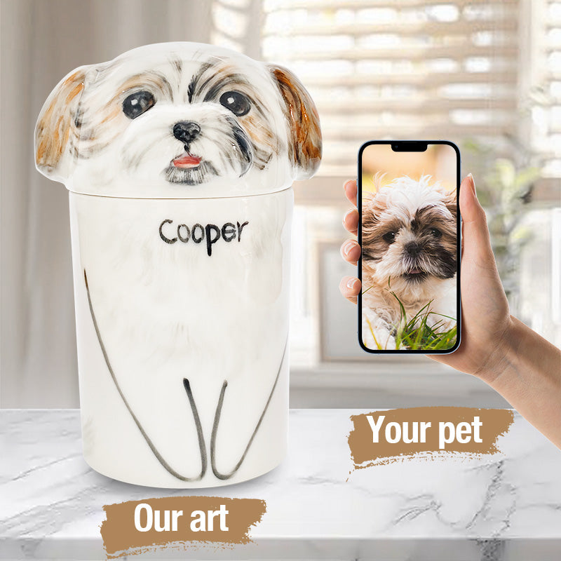 Custom Personalized Hand-Painted Ceramic Pet Urn - A Loving Tribute to Your Cherished Companion-Sympathy Gift For Pet Owners, Pet Lovers