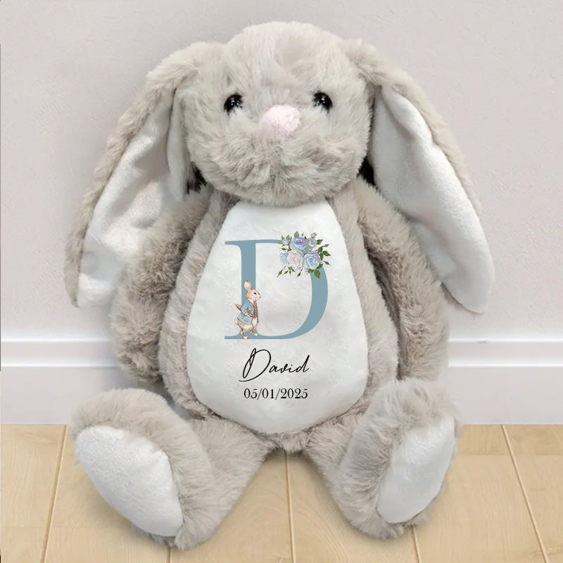 Custom Personalized Keepsake Bunny – Charming Floral Initial Design – Perfect Gift for Birthdays, Baby Showers & Special Moments