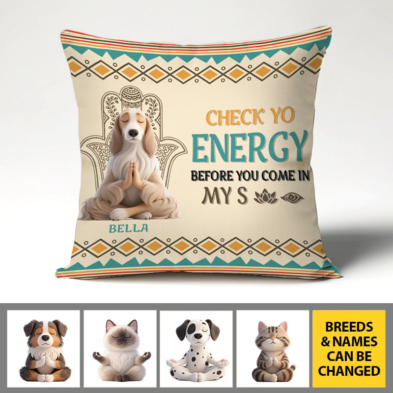 Personalized Pet Pillow with 3D Cat and Dog Yoga Figures and Custom Name – Unique Gift for Pet and Yoga Lovers