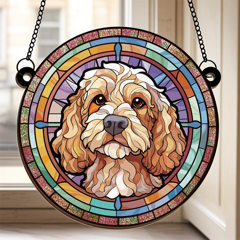 Custom Sunbeams & Snuggles: Brighten Their Day - Memorial Personalized Custom Stained Glass Window Hanging Suncatcher - Sympathy Gift For Pet Owners, Pet Lovers