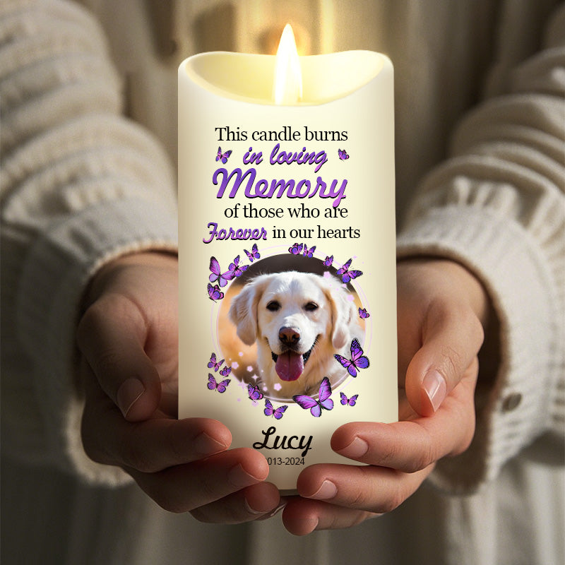 Custom Photo This Candle Burns In Loving Memory -Memorial Personalized Custom LED Candle - Sympathy Gift For Pet Owners, Pet Lovers