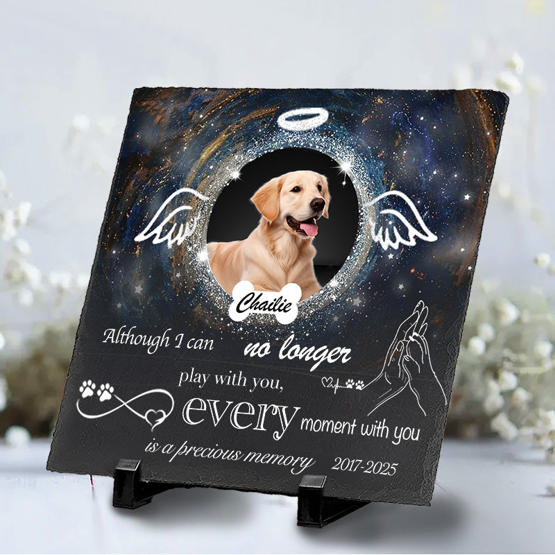 Custom Photo Although I Can No Longer Play With You - Pet Memorial Square-shaped Stone Custom - Sympathy Gift For Pet Owners, Pet Lovers