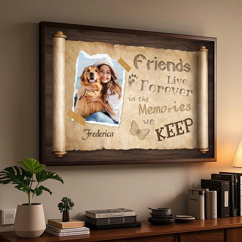 Custom Photo Friends Live Forever- Pets Personalized Custom Horizontal Poster/Canvas - Sympathy Gift For Pet Owners, Pet Lovers
