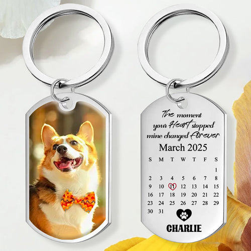 Custom Photo The moment your heart stopped-Memorial Personalized Custom Keychain - Sympathy Gift For Pet Owners, Pet Lovers