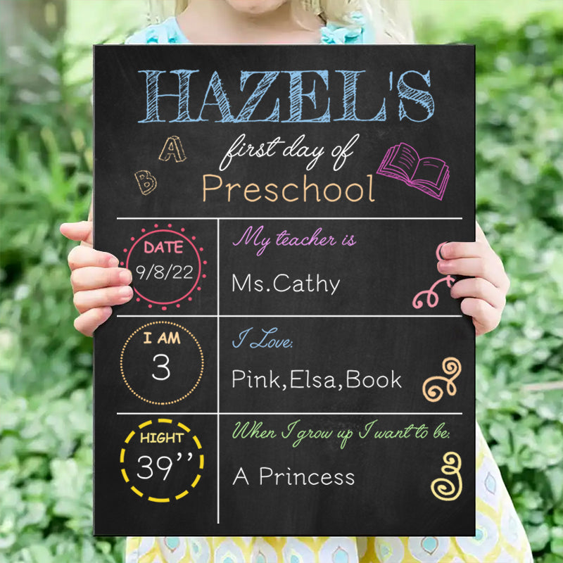 Custom Back to School Sign – Personalized Wooden Chalkboard for First Day of School Milestones, Gift for Kids