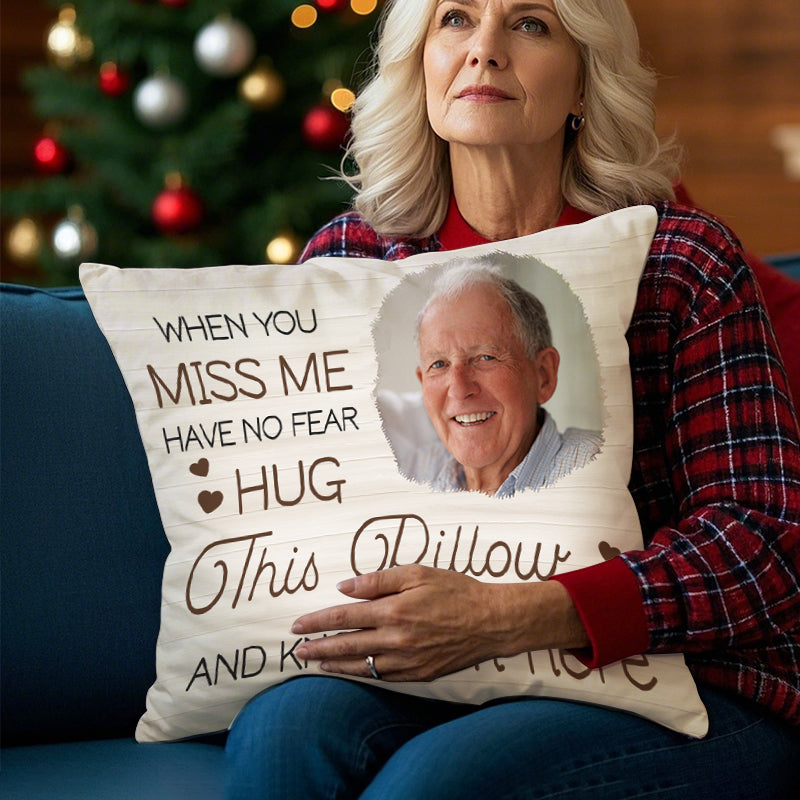 "Hug This Pillow" – Personalized Memorial Photo Pillow, Comfort Gift for Loss & Healing