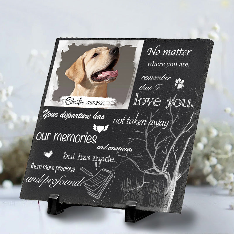 Custom Photo No Matter Where You Are - Pet Memorial Square-shaped Stone Custom - Sympathy Gift For Pet Owners, Pet Lovers