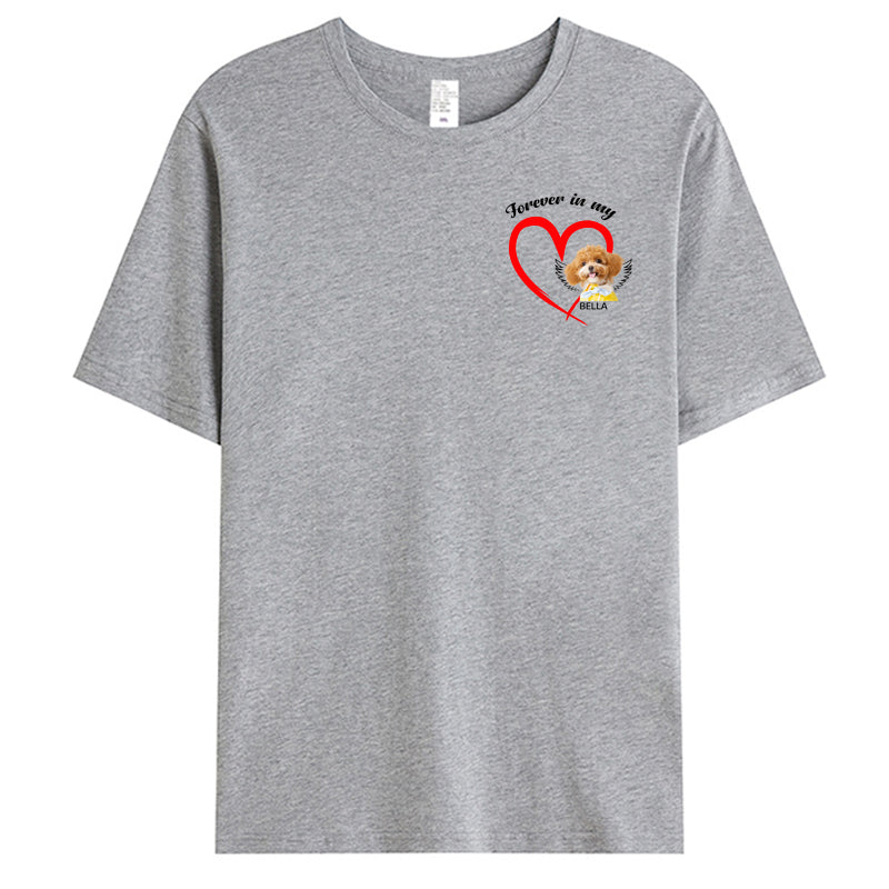 Personalized “Forever in My Heart” Pet Photo T-Shirt – Custom Gift for Dog & Cat Lovers