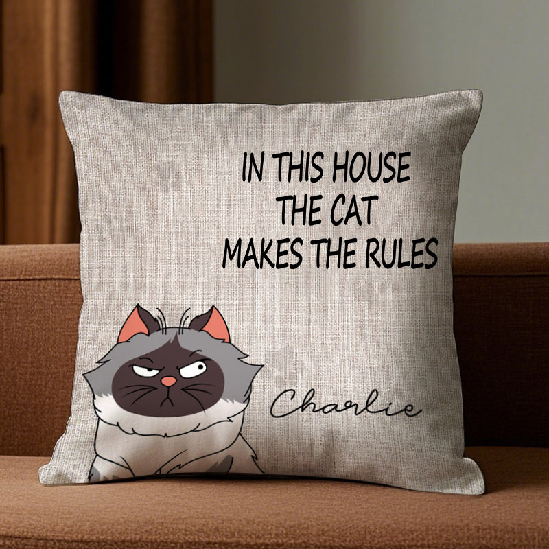 Custom We Rule The House Cat Version- Personalized Custom Pillow - Home Decor, Birthday, Funny, Housewarming Gift For Pet Lovers, Cat Lovers