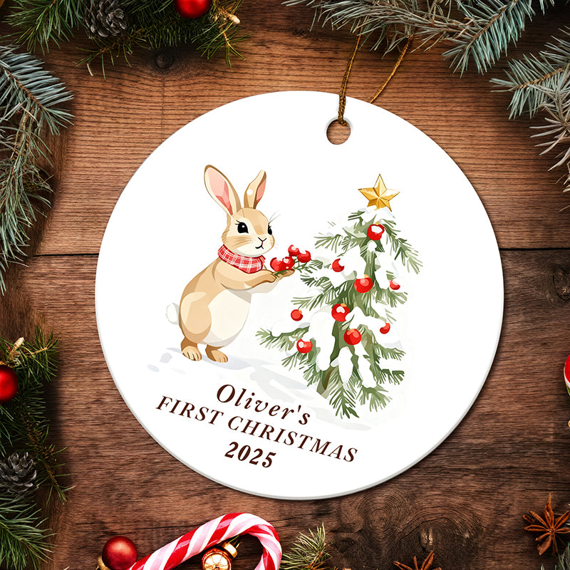 Our First Christmas Together 2025 – Personalized Ceramic Ornament with Custom Holiday Design, Name & Year – Family Keepsake Gift