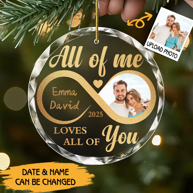 Personalized Couple Infinity Ornament – Custom Glass Keepsake with Photo, Names & Date – Romantic Gift for Anniversary, Wedding, or First Christmas