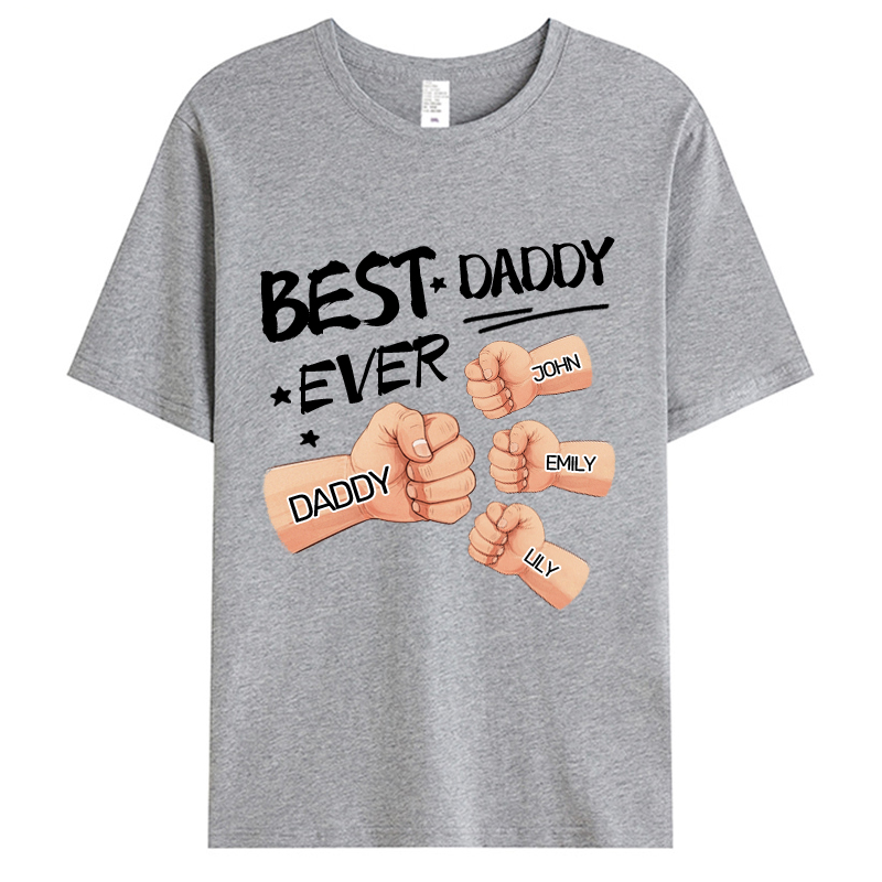 Best Dad Grandpa Ever Fist Bump - Family Personalized Custom Unisex T-shirt - Gift For Dad, Grandpa