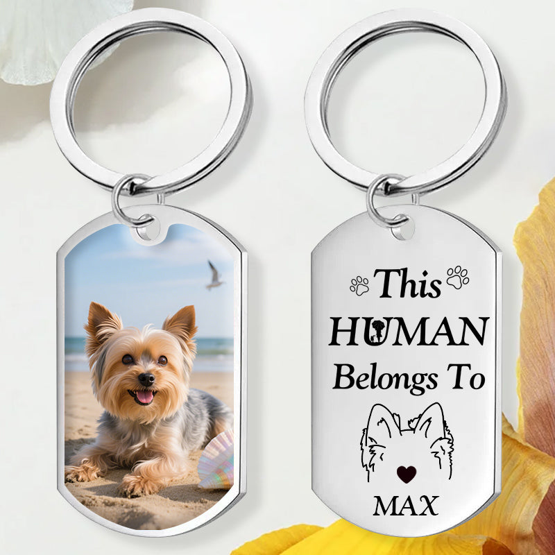 Custom Photo Once By My Side-Personalized Keychain-Memorial Personalized Custom Keychain - Sympathy Gift For Pet Owners, Pet Lovers