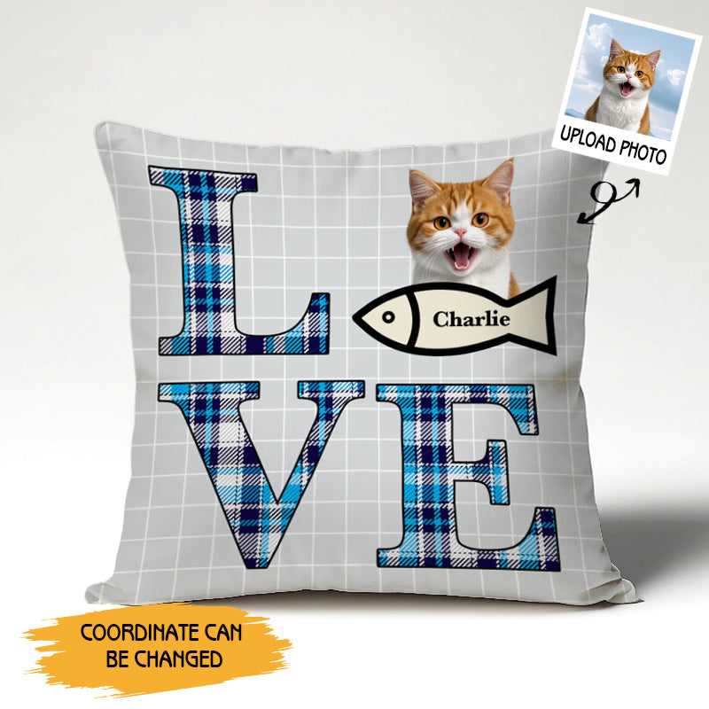 Love Cat – Personalized Pet Photo or Cartoon Pillow, Gift for Pet Lovers & Cat Lovers