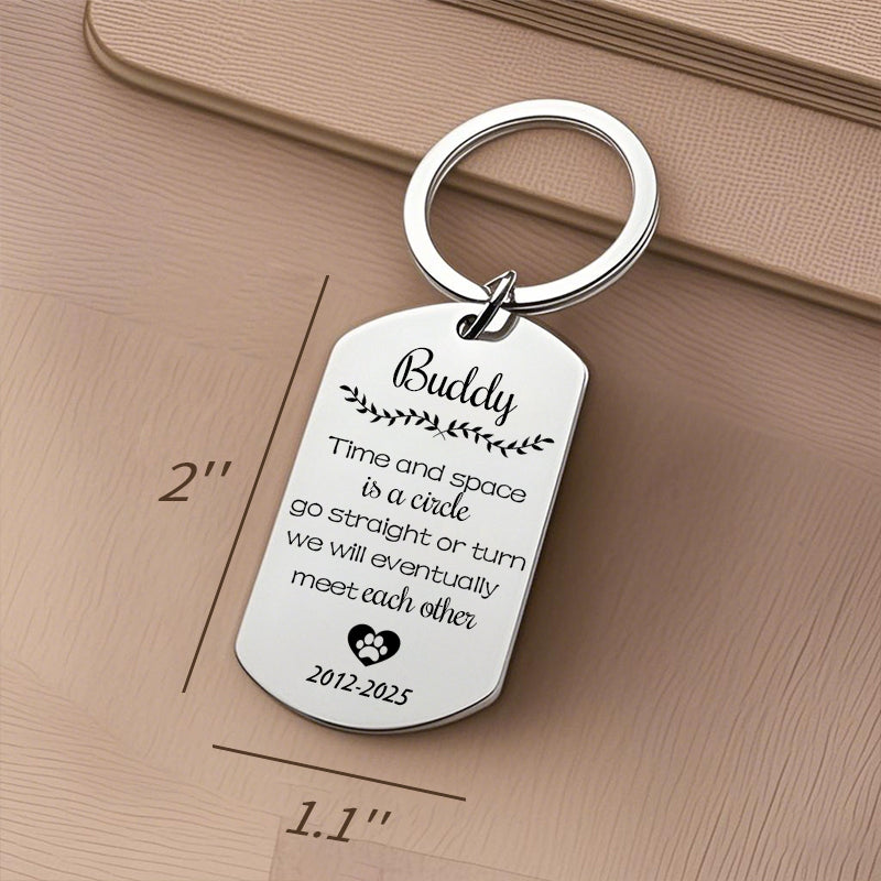 Custom Photo Time And Space Is A Circle-Memorial Personalized Custom Keychain - Sympathy Gift For Pet Owners, Pet Lovers