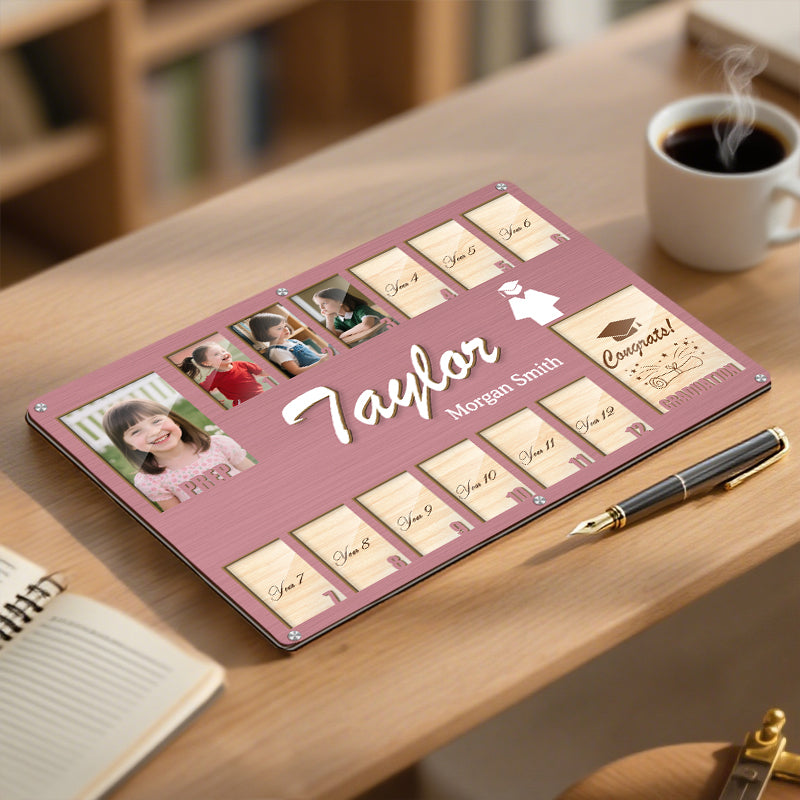 Personalized School Years Graduation Frame – Custom Wooden Keepsake for 14 Photos – Perfect Graduation Gift for Students and Families