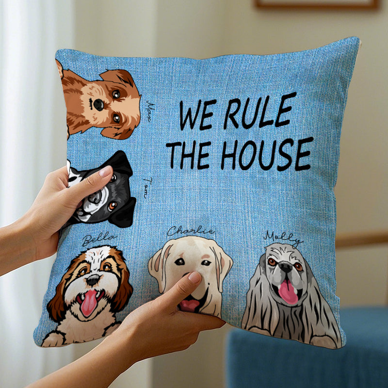 Custom We Rule The House Dog Version- Personalized Custom Pillow - Home Decor, Birthday, Funny, Housewarming Gift For Pet Lovers, Dog Lovers