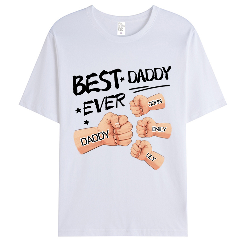 Best Dad Grandpa Ever Fist Bump - Family Personalized Custom Unisex T-shirt - Gift For Dad, Grandpa