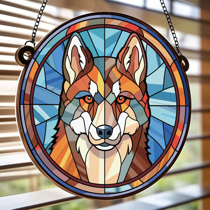 Custom Always by My Side - Memorial Personalized Custom Stained Glass Window Hanging Suncatcher - Sympathy Gift For Pet Owners, Pet Lovers