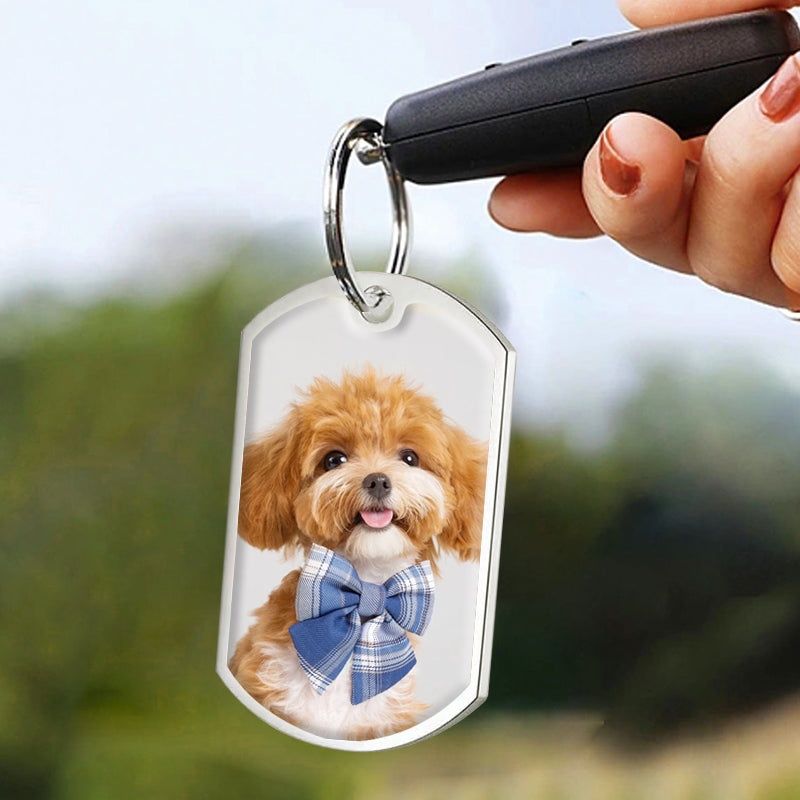 Custom Photo Although I Can't Play With You-Memorial Personalized Custom Keychain - Sympathy Gift For Pet Owners, Pet Lovers
