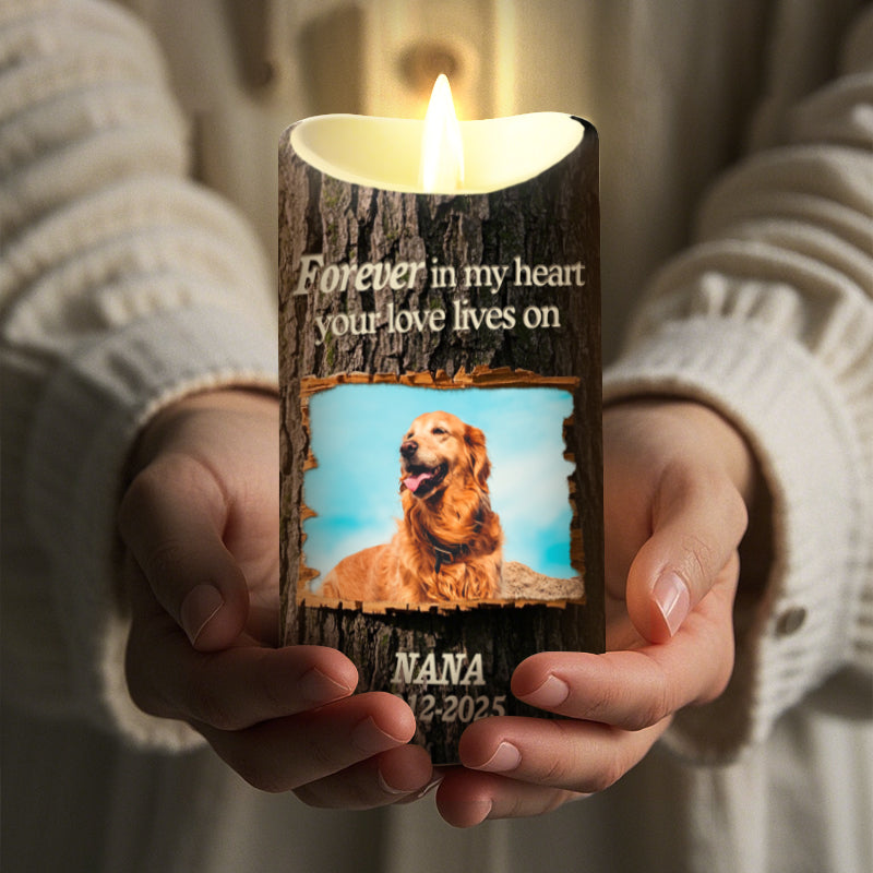 Custom Photo Forever In My Heart-Memorial Personalized Custom LED Candle - Sympathy Gift For Pet Owners, Pet Lovers