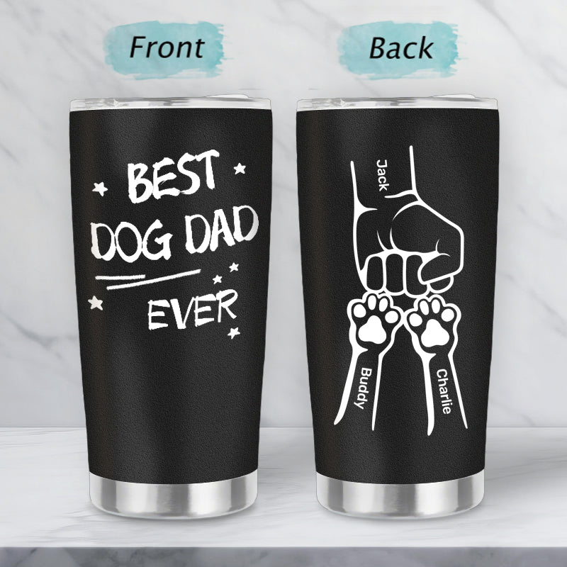 Custom Personalized “Best Dog Dad/Mom – Paw Fist Bump” 20oz Stainless Steel Tumbler – Perfect Gift for Dog & Cat Parents, Pet Lovers