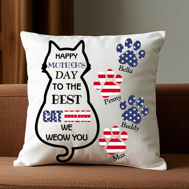 Happy Mother's Day To The Best Cat Mom - Personalized Cat Pillow- Insert Included