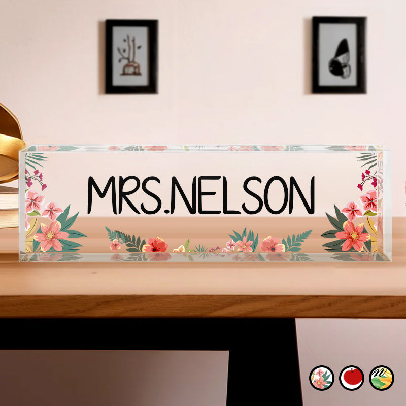 Custom Teacher Desk Name Plate – Personalized Acrylic Name Sign for Back to School, Teacher Appreciation & New Job Gifts