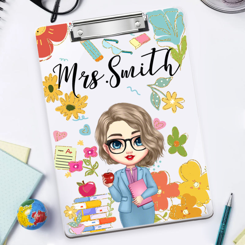 Custom Teacher Clipboard – Personalized Acrylic Clipboard with Name, Gift for Teachers and Classroom Use
