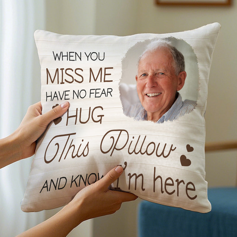 "Hug This Pillow" – Personalized Memorial Photo Pillow, Comfort Gift for Loss & Healing