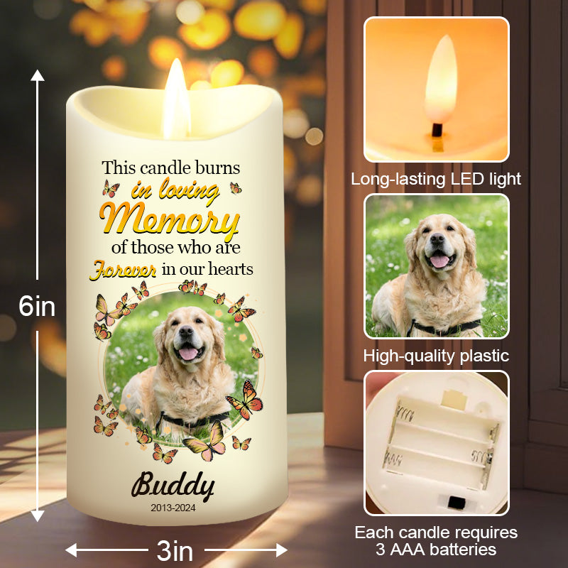 Custom Photo This Candle Burns In Loving Memory Of Those-Memorial Personalized Custom LED Candle - Sympathy Gift For Pet Owners, Pet Lovers