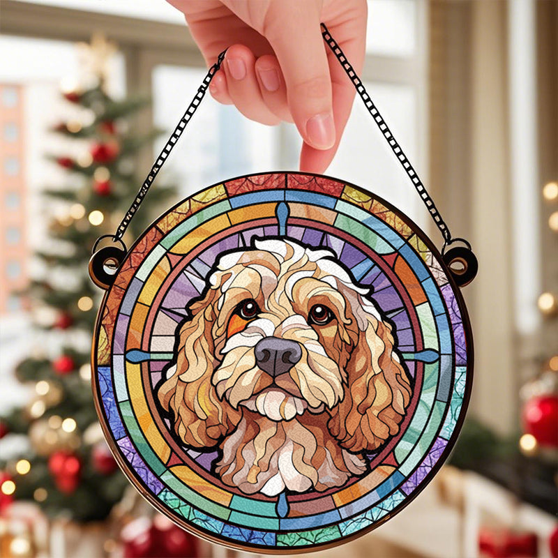 Custom Sunbeams & Snuggles: Brighten Their Day - Memorial Personalized Custom Stained Glass Window Hanging Suncatcher - Sympathy Gift For Pet Owners, Pet Lovers