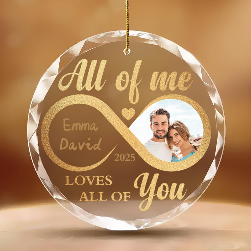 Personalized Couple Infinity Ornament – Custom Glass Keepsake with Photo, Names & Date – Romantic Gift for Anniversary, Wedding, or First Christmas