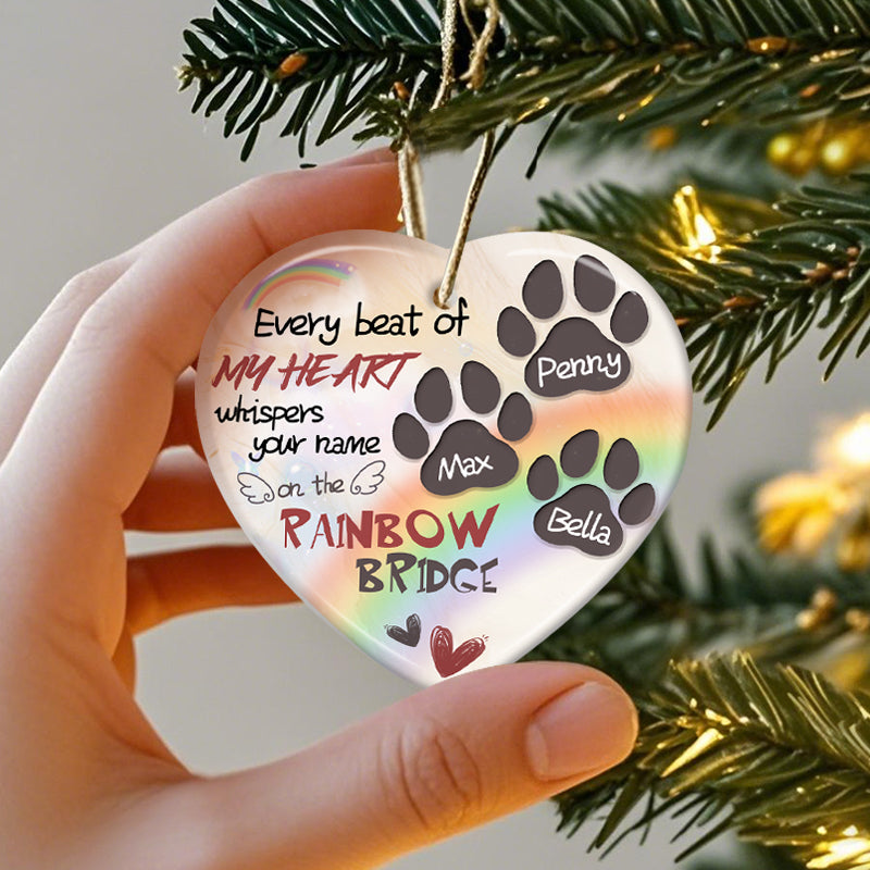 Custom Every Beat Of My Heart Whispers Your Name-Ceramic Heart Shaped-Sympathy Gift For Pet Owners, Pet Lovers