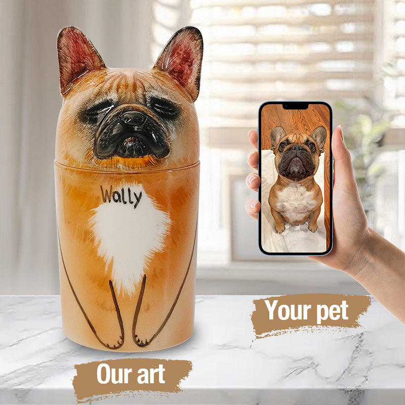 Custom Ceramic Pet Urn with Hand-Painted Details - Honor Your Beloved Pet-Sympathy Gift For Pet Owners, Pet Lovers