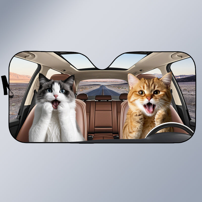 Custom Photo Have Fun Together - Pet Personalized Custom Auto Windshield Sunshade, Car Window Protector - Gift For Pet Owners, Pet Lovers