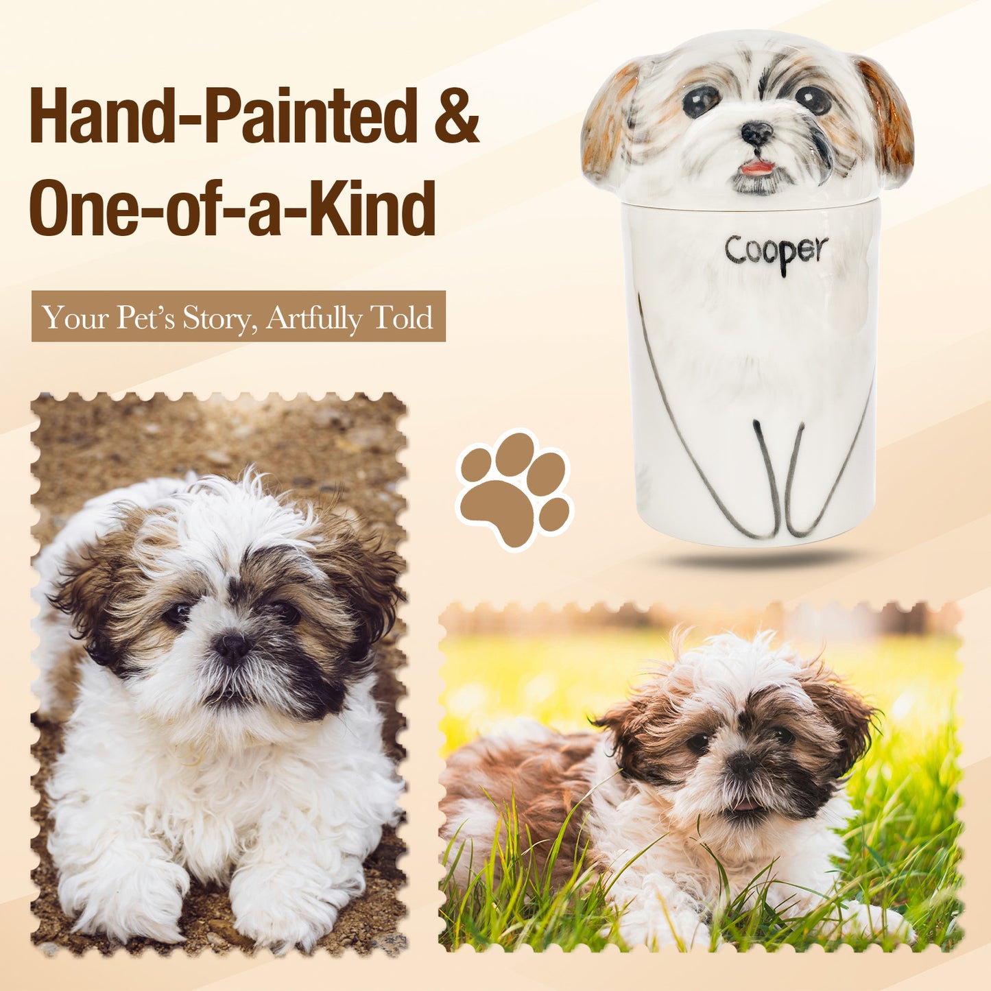 Custom Personalized Hand-Painted Ceramic Pet Urn - A Loving Tribute to Your Cherished Companion-Sympathy Gift For Pet Owners, Pet Lovers