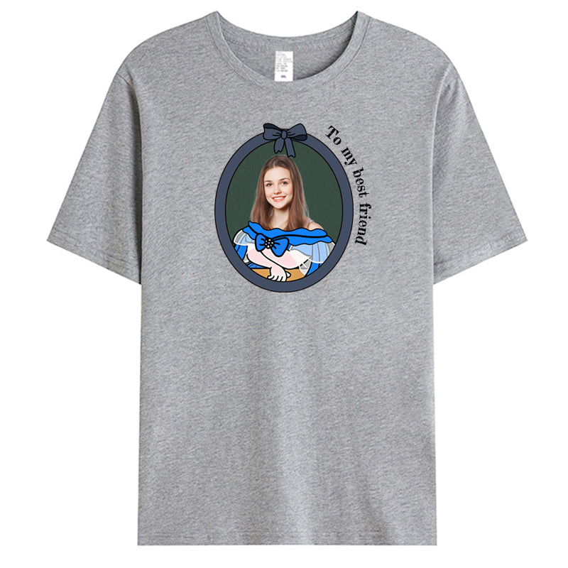 Personalized Classic Portrait T-Shirt – Custom Photo & Outfit Frame Design – Fun Gift for Friends, Art Lovers & Memory Makers