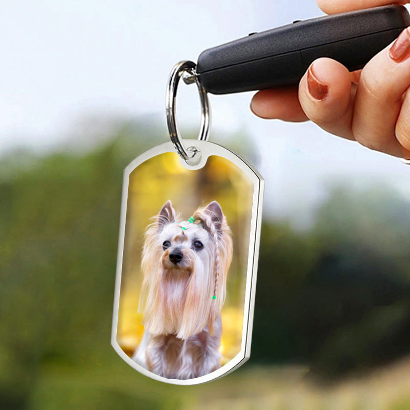 Custom Photo Please Be Brave Without Me-Personalized Keychain-Memorial Personalized Custom Keychain - Sympathy Gift For Pet Owners, Pet Lovers