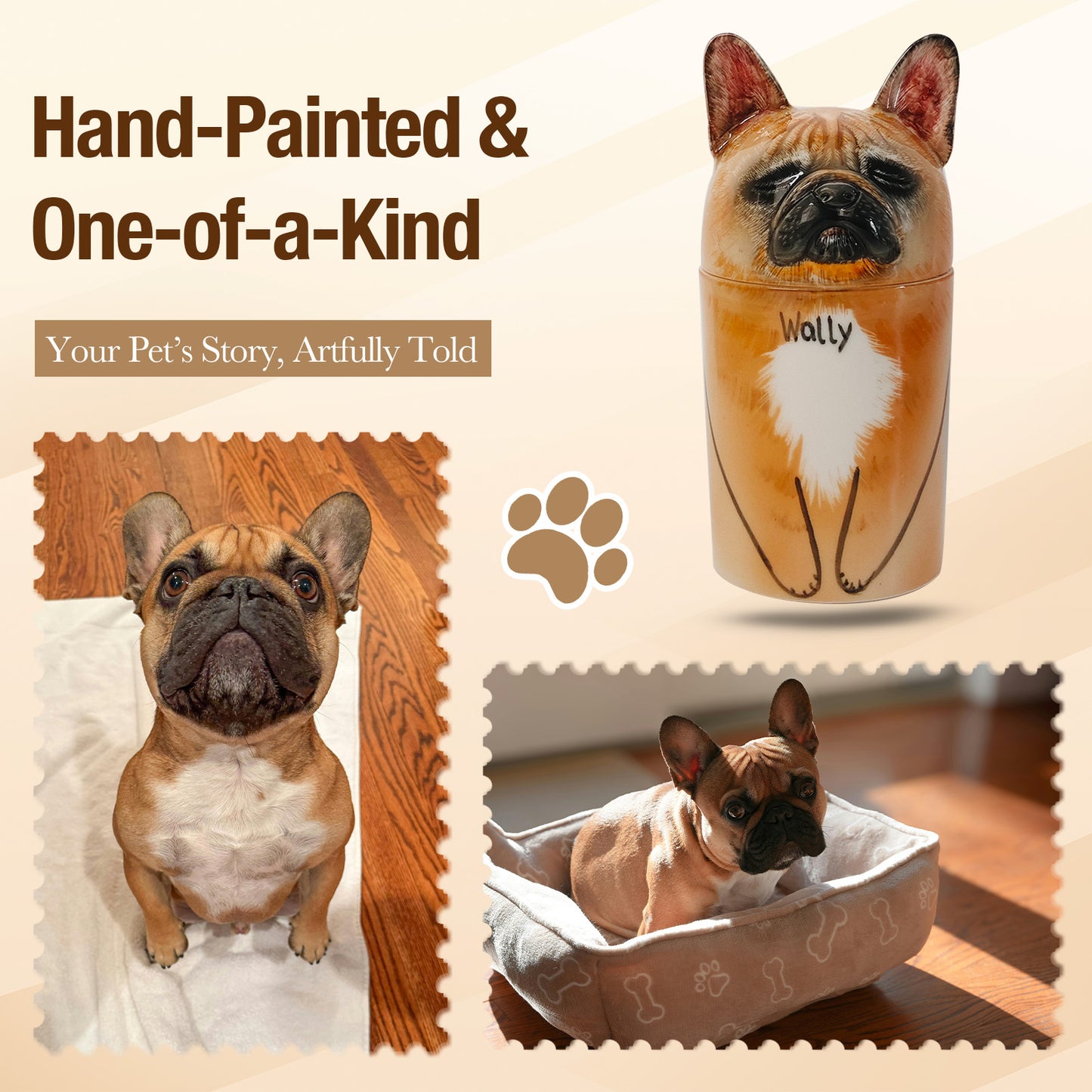 Custom Ceramic Pet Urn with Hand-Painted Details - Honor Your Beloved Pet-Sympathy Gift For Pet Owners, Pet Lovers