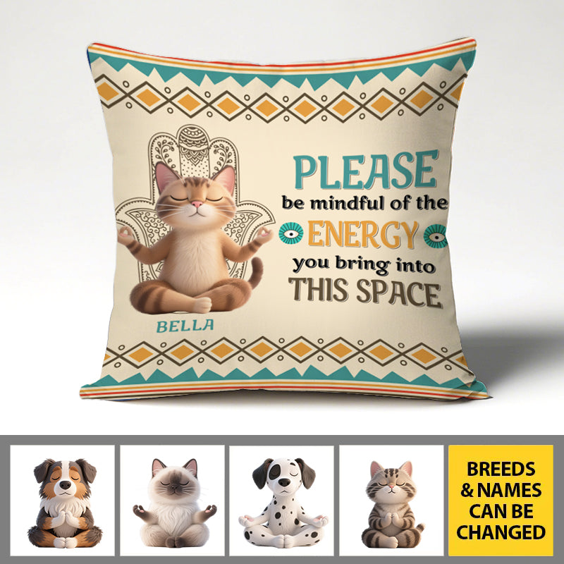 Personalized Pet Pillow with 3D Cat and Dog Yoga Figures and Custom Name – Unique Gift for Pet and Yoga Lovers