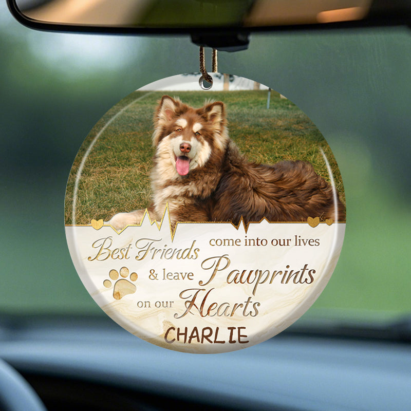 Custom Photo Best Friends Come Into Our Lives-Ceramic Round Shaped-Sympathy Gift For Pet Owners, Pet Lovers