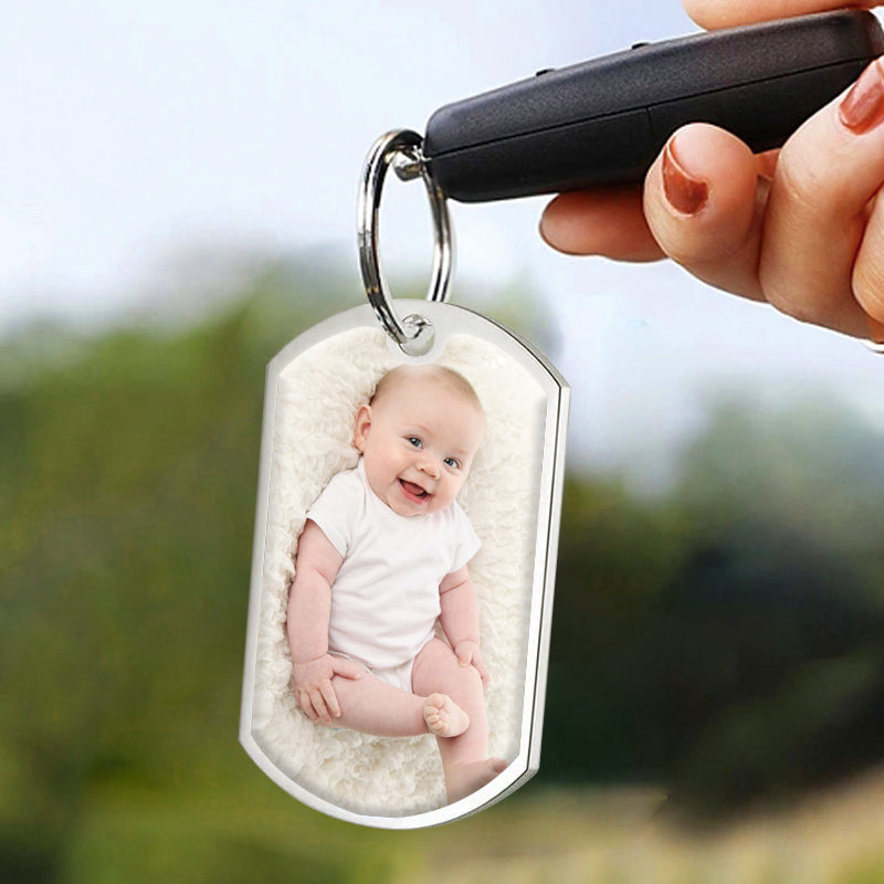 Custom Baby Photo Keychain - The Day You Became My Daddy/Mommy - Personalized Gift for New Dad or Mom
