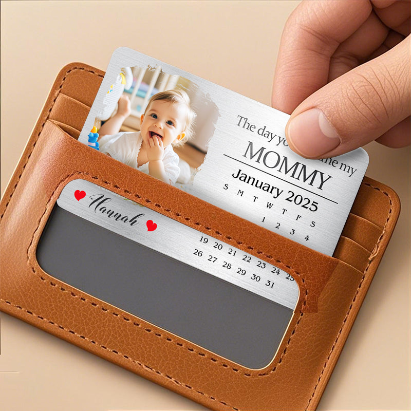 The Day You Became My Daddy/Mommy – Personalized Baby Photo Wallet Card – Gift for New Dads & Moms