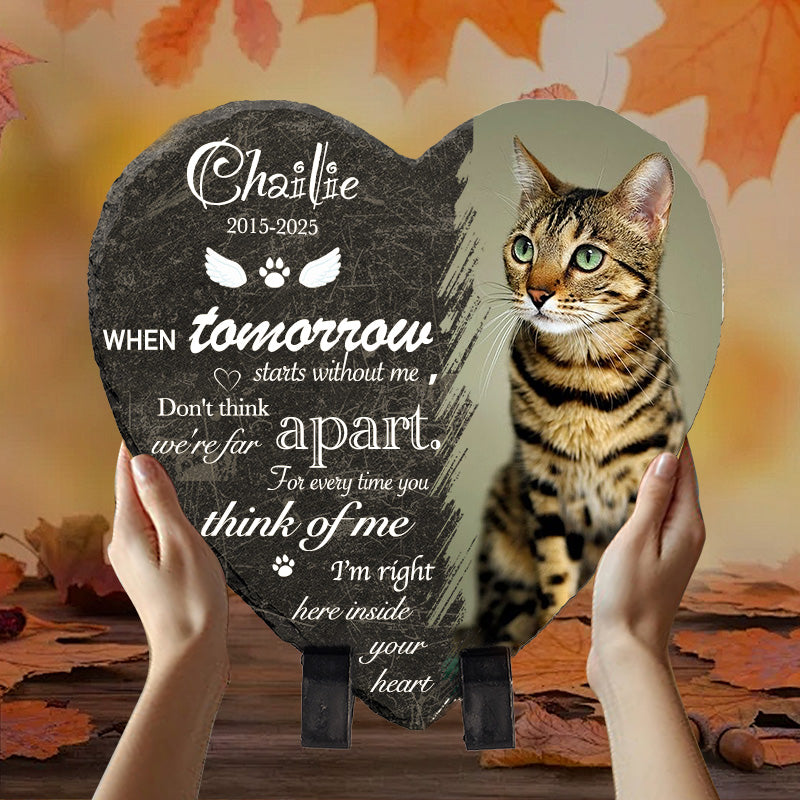 Custom Photo When Tomorrow Starts Without Me- Pet Memorial Heart-shaped Stone Custom - Sympathy Gift For Pet Owners, Pet Lovers