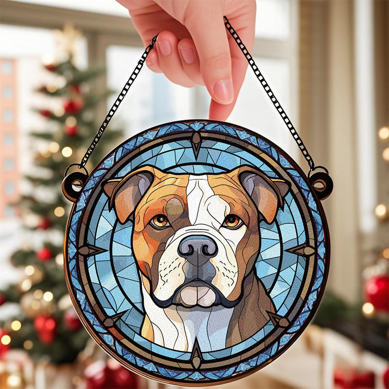 Custom A Touch Of Sunlight And Love- Memorial Personalized Custom Stained Glass Window Hanging Suncatcher - Sympathy Gift For Pet Owners, Pet Lovers