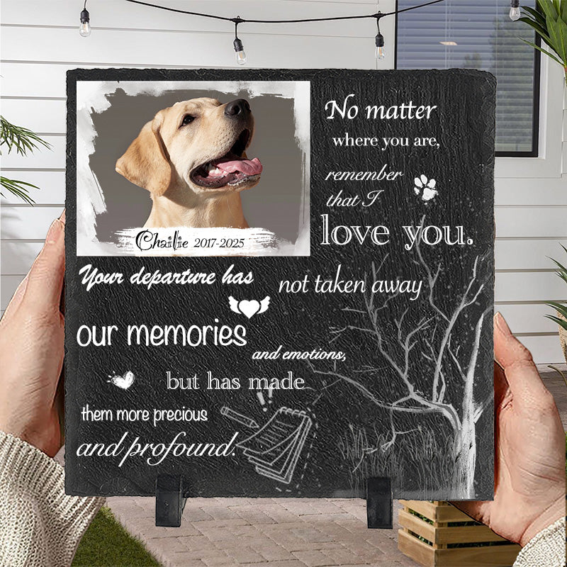 Custom Photo No Matter Where You Are - Pet Memorial Square-shaped Stone Custom - Sympathy Gift For Pet Owners, Pet Lovers