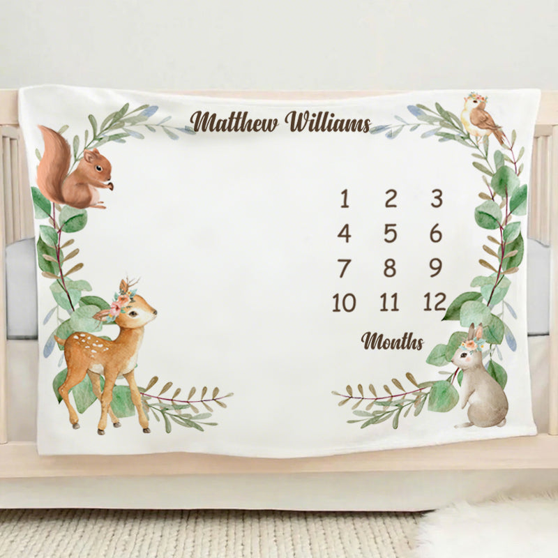 Custom Baby Milestone Blanket – Personalized Keepsake with Name – Perfect Baby Shower or Newborn Gift