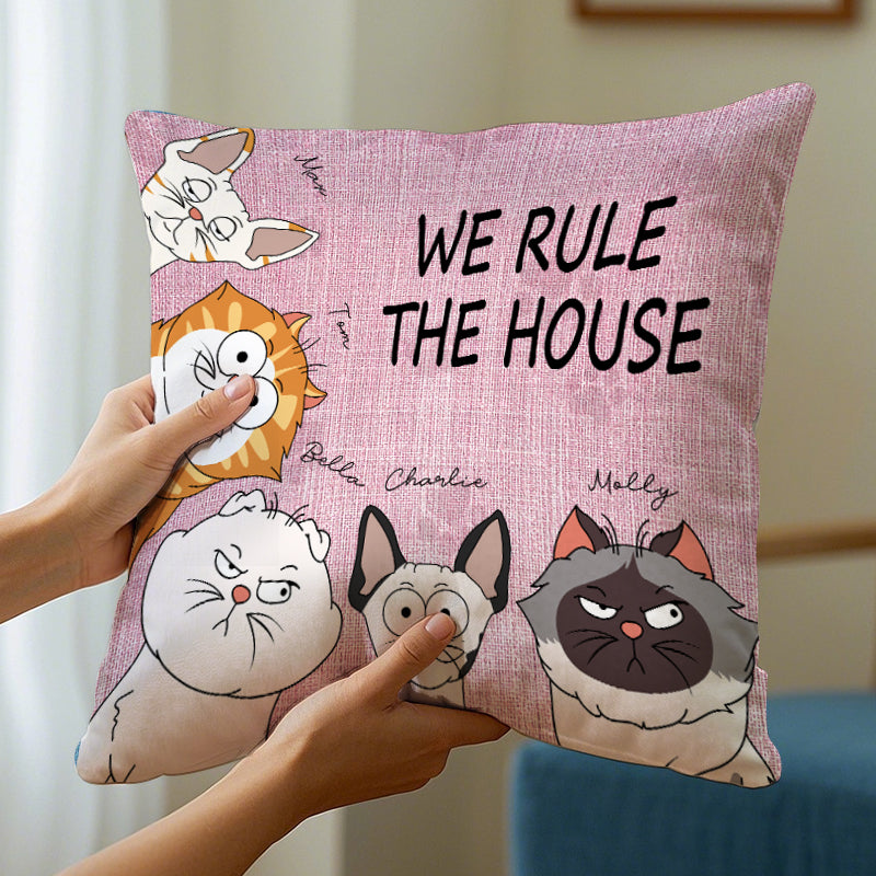 Custom We Rule The House Cat Version- Personalized Custom Pillow - Home Decor, Birthday, Funny, Housewarming Gift For Pet Lovers, Cat Lovers
